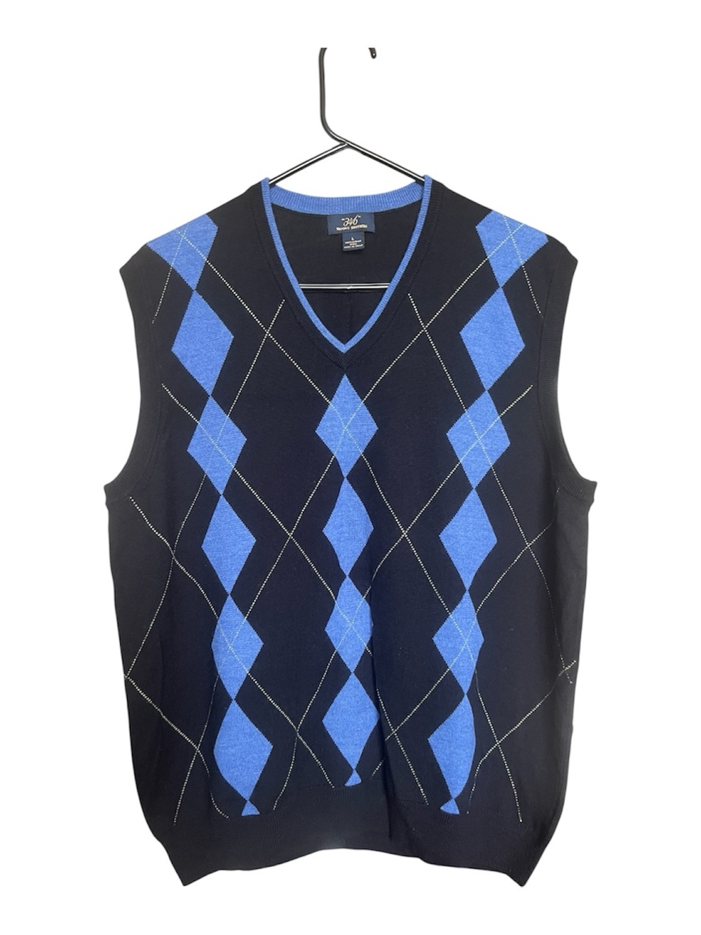 Brooks Brothers 100% Merino Wool Argyle Sweater Vest SZ M Blue Preppy Golf